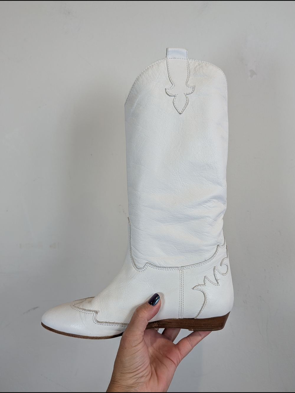 JD White Studded Mid-Calf Western Boot, Size 9 - Picture 2 of 7